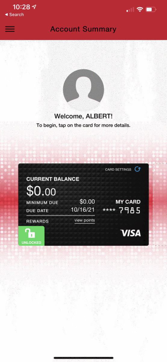 Lock or unlock your card screenshot